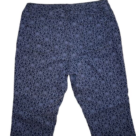 Coldwater Creek Natural Fit Navy Blue Jacqard Pants Size 14 Brocade Look - Picture 8 of 12